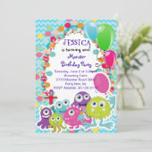 Monster Fun Birthday - uitnodiging (Staand voorkant)