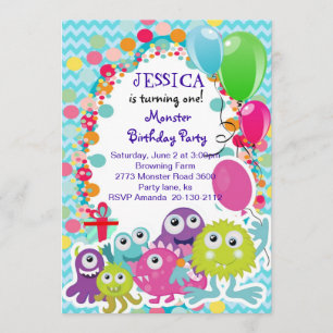 Monster Fun Birthday - uitnodiging