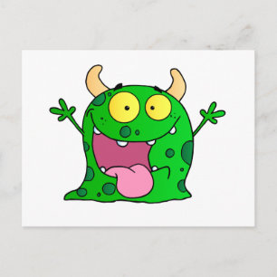 Monster Funny Comic Drawing Cartoon Cute Happy Briefkaart