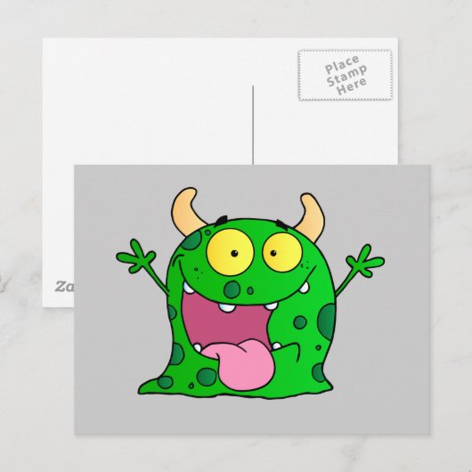 Monster Funny Comic Drawing Cartoon Cute Happy Briefkaart (Voorkant / Achterkant)