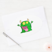 Monster Funny Comic Drawing Cartoon Leuk Happy Ovale Sticker (Envelop)
