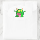 Monster Funny Comic Drawing Cartoon Leuk Happy Ovale Sticker (Tas)