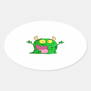 Monster Funny Comic Drawing Cartoon Leuk Happy Ovale Sticker