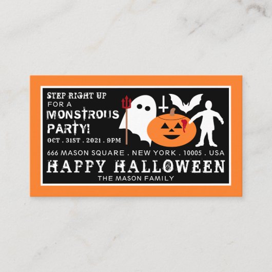 Monster Gang, Halloween Party Ticket Invitation Informatiekaartje (Voorkant)