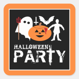 Monster Gang, Halloween Party Vierkante Sticker