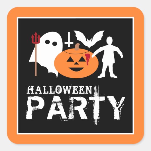 Monster Gang, Halloween Party Vierkante Sticker (Voorkant)
