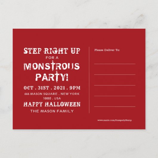 Monster Gang, uitnodiging van Halloween Party (Achterkant)