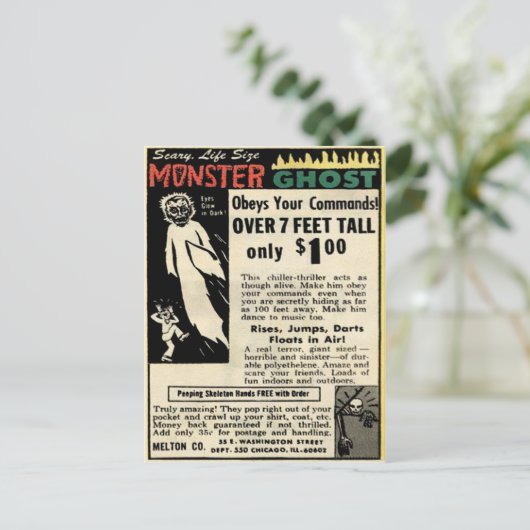 monster Ghost Mail Order Advertisation Briefkaart (Staand voorkant)