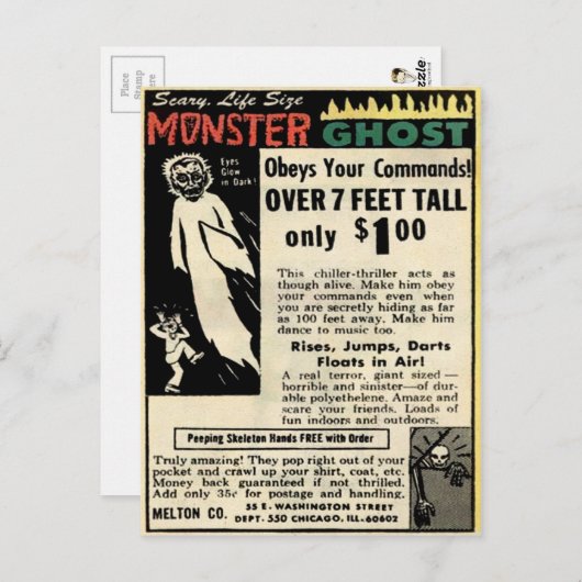  monster Ghost Mail Order Advertisation Briefkaart (Voorkant / Achterkant)