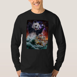 Monster Giant Panda als Kraken een oorlogsschip aa T-shirt