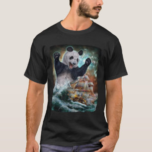 Monster Giant Panda als Kraken een oorlogsschip aa T-shirt