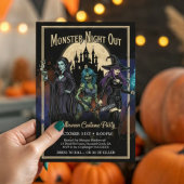 Monster Girls Night Out Fun Halloween Party  Kaart