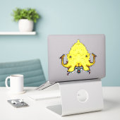 Monster god gezicht sticker (Laptop op bureau)