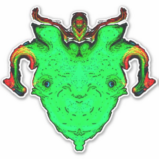 Monster god gezicht sticker (Voorkant)