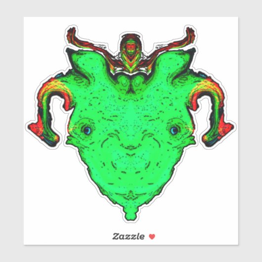 Monster god gezicht sticker (Vel)