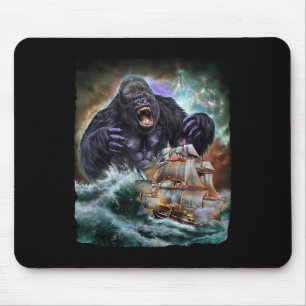 Monster Gorilla als Kraken valt een oorlogsschip a Muismat