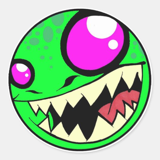 Monster Green Ronde Sticker (Voorkant)