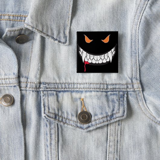 Monster Grin Black Square Button (In situ)