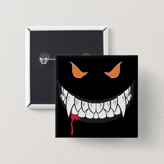 Monster Grin Black Square Button (Voorkant /achterkant)