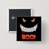 Monster Grin Boo. Mannen Black Square Button (Voorkant /achterkant)