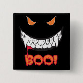 Monster Grin Boo. Mannen Black Square Button (Voorkant)