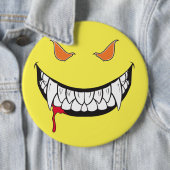 Monster Grin Happy Face Yellow Round Button (In situ)