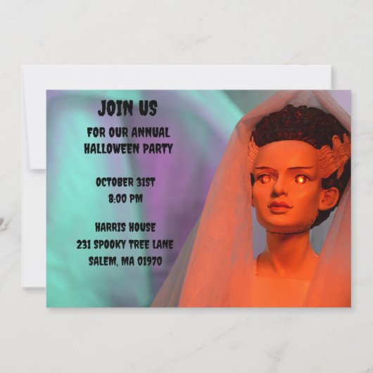 Monster Groene en Rode Bruid van Frankenstein Kaart (Voorkant)