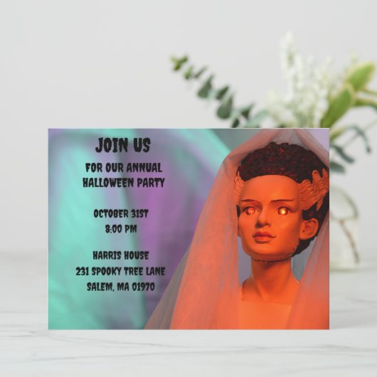 Monster Groene en Rode Bruid van Frankenstein Kaart (Staand voorkant)