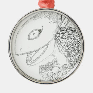 monster hagedis cartoon metalen ornament