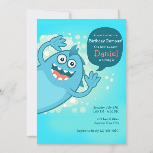 Monster Hallo Uitnodiging (Voorkant)