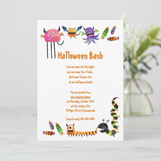 Monster Halloween Bash Kaart (Staand voorkant)