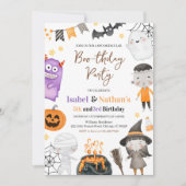 Monster Halloween Dubbele Verjaardag Kaart (Voorkant)