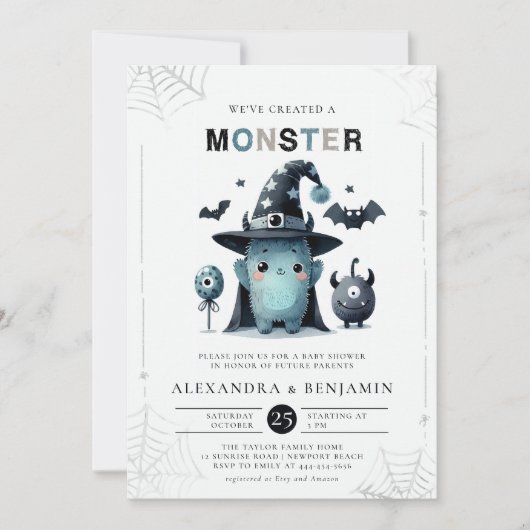 Monster Halloween Oktober Coed Boy Baby shower Kaart (Voorkant)