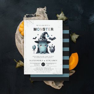 Monster Halloween Oktober Coed Boy Baby shower Kaart