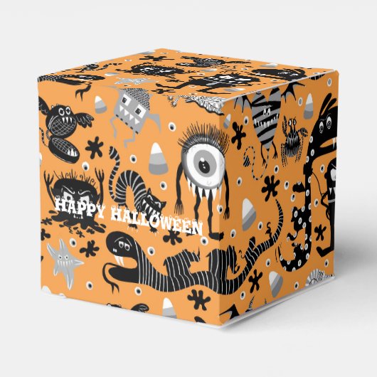 Monster Halloween op sinaasappel Bedankdoosjes (Achterkant)