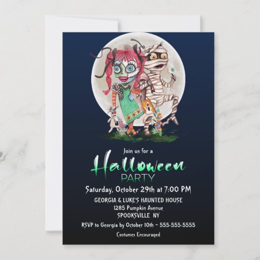 Monster Halloween Party Kaart (Voorkant)