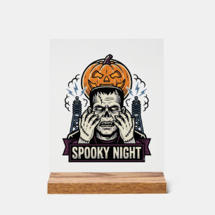 Monster Halloween T-shirt met pompo maan graveerwe Acryl Bord