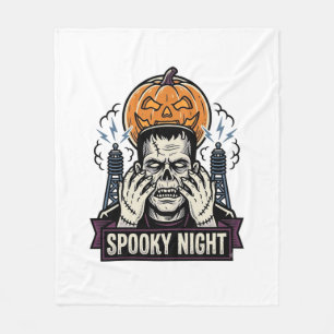Monster Halloween T-shirt met pompo maan graveerwe Fleece Deken
