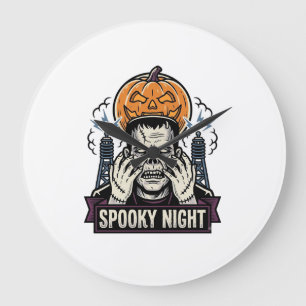 Monster Halloween T-shirt met pompo maan graveerwe Grote Klok