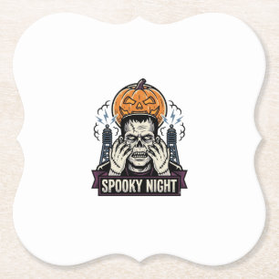 Monster Halloween T-shirt met pompo maan graveerwe Kartonnen Onderzetters