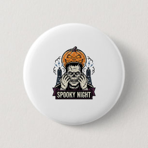 Monster Halloween T-shirt met pompo maan graveerwe Ronde Button 5,7 Cm