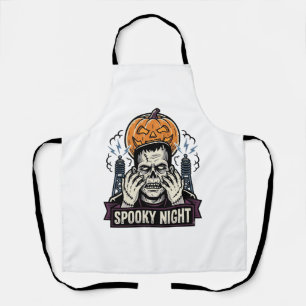 Monster Halloween T-shirt met pompo maan graveerwe Schort