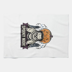 Monster Halloween T-shirt met pompo maan graveerwe Theedoek