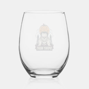 Monster Halloween T-shirt met pompo maan graveerwe Wijnglas Zonder Voet