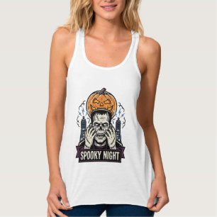Monster Halloween T-shirt met pompoenmaan-gravure