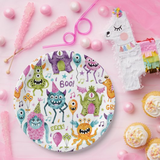 Monster Halloween Verjaardagsfeest Papieren Bordje (Feest)