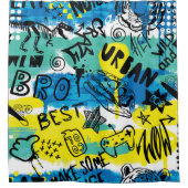 Monster Hand getrokken Kinder Patroon Douchegordijn (Voorkant)