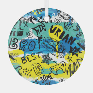 Monster Hand getrokken Kinder Patroon Glas Ornament