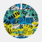 Monster Hand getrokken Kinder Patroon Glas Ornament (Achterkant)