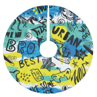 Monster Hand getrokken Kinder Patroon Kerstboom Rok